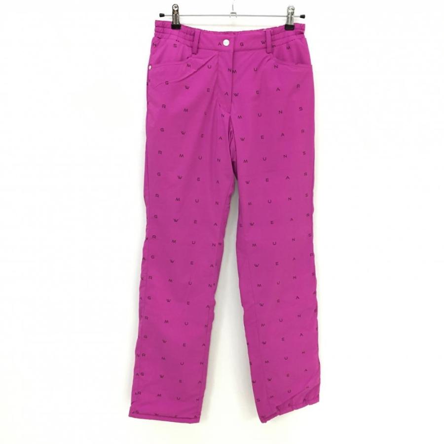 Munsingwear 【新品】マンシングウェア 中綿パンツ ピンク×黒 ロゴ総柄  