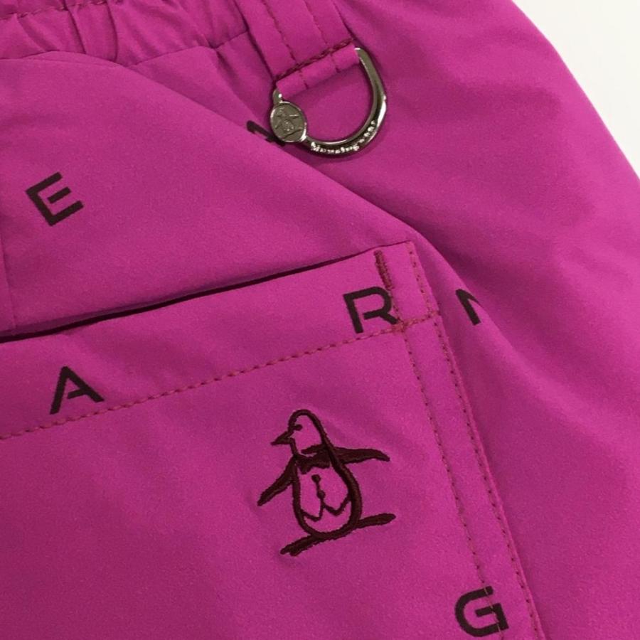 Munsingwear 【新品】マンシングウェア 中綿パンツ ピンク×黒 ロゴ総柄  