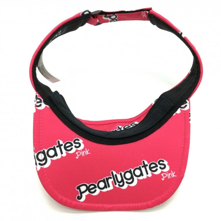 PEARLY GATES - 【超美品】パーリーゲイツ サンバイザー ピンク×黒 ロゴ総柄  FR  ゴルフウェア PEARLY GATES PEARLY GATES 【超美品】パーリーゲイツ サンバイザー ピンク×黒