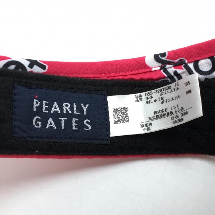 PEARLY GATES - 【超美品】パーリーゲイツ サンバイザー ピンク×黒 ロゴ総柄  FR  ゴルフウェア PEARLY GATES PEARLY GATES 【超美品】パーリーゲイツ サンバイザー ピンク×黒