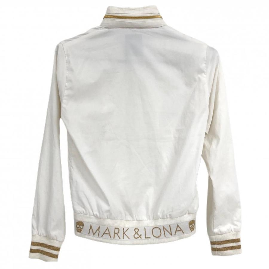 新品 未使用 マークアンドロナ ブルゾン ジャケット レディース 裏メッシュ MARK&LONA（マークアンドロナ） ジャケット 白 裾ロゴ・スカル