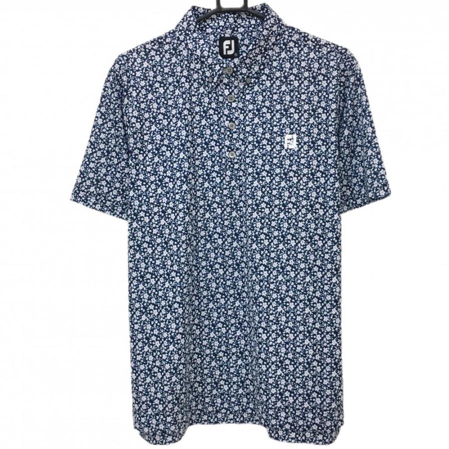 FootJoy 【超美品】フットジョイ 半袖ポロシャツ ネイビー×白