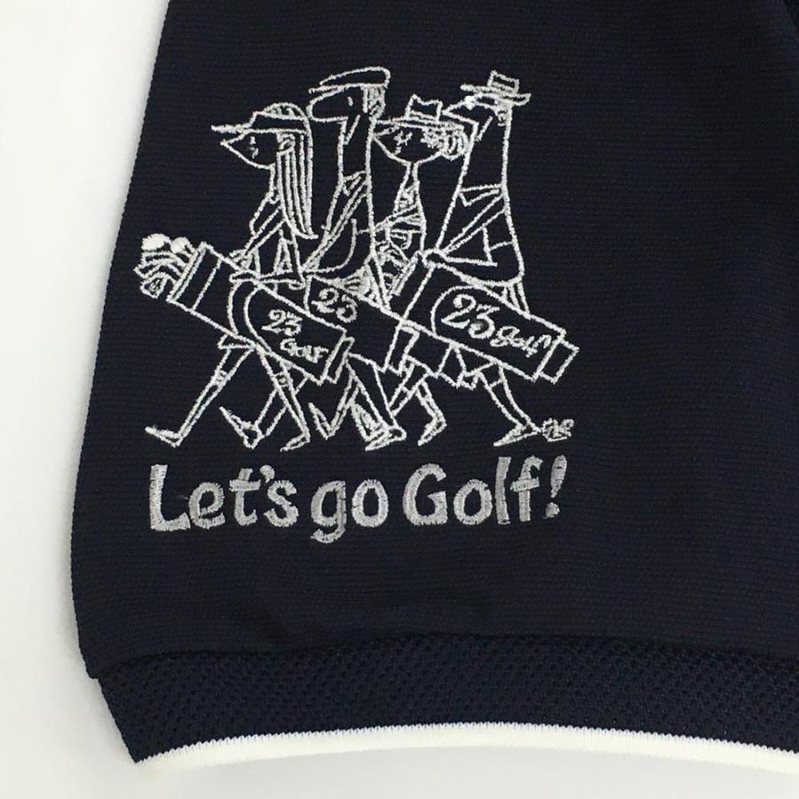 23区GOLF 【超美品】23区ゴルフ 半袖ポロシャツ ネイビー×白 ロゴ