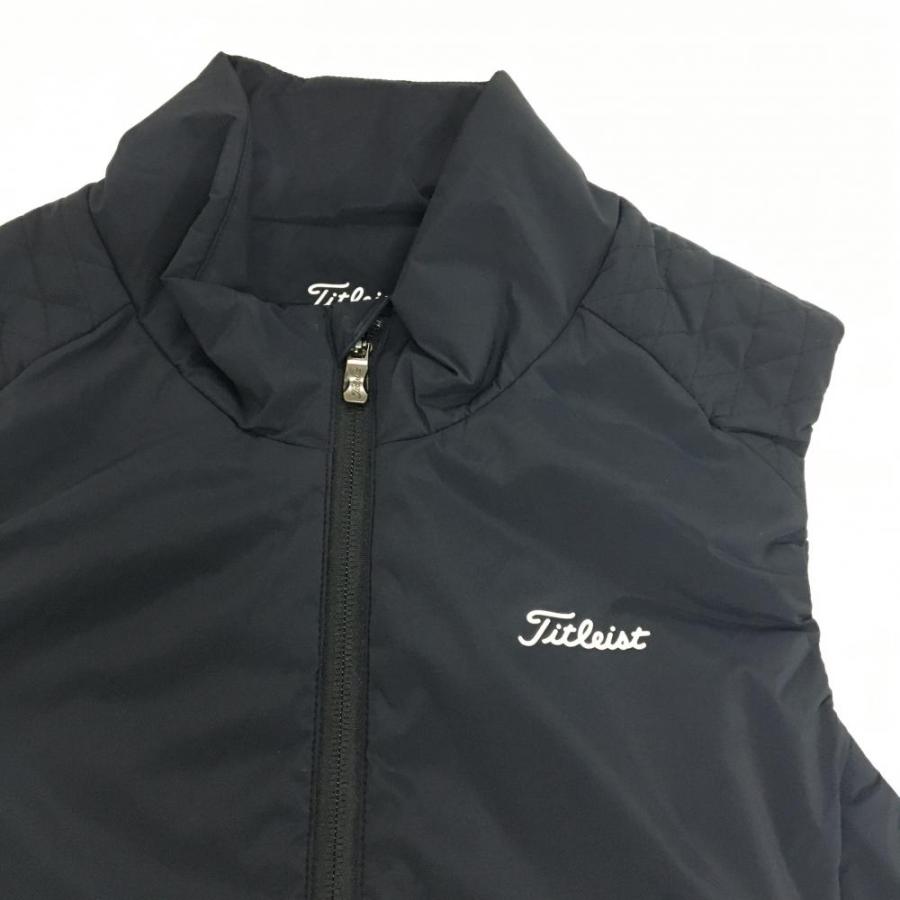 美品 Titleist ダウン ベスト L ブラック ゴルフ タイトリスト Titleist（タイトリスト） 中綿ナイロンベスト 黒 胸元ロゴ 肩
