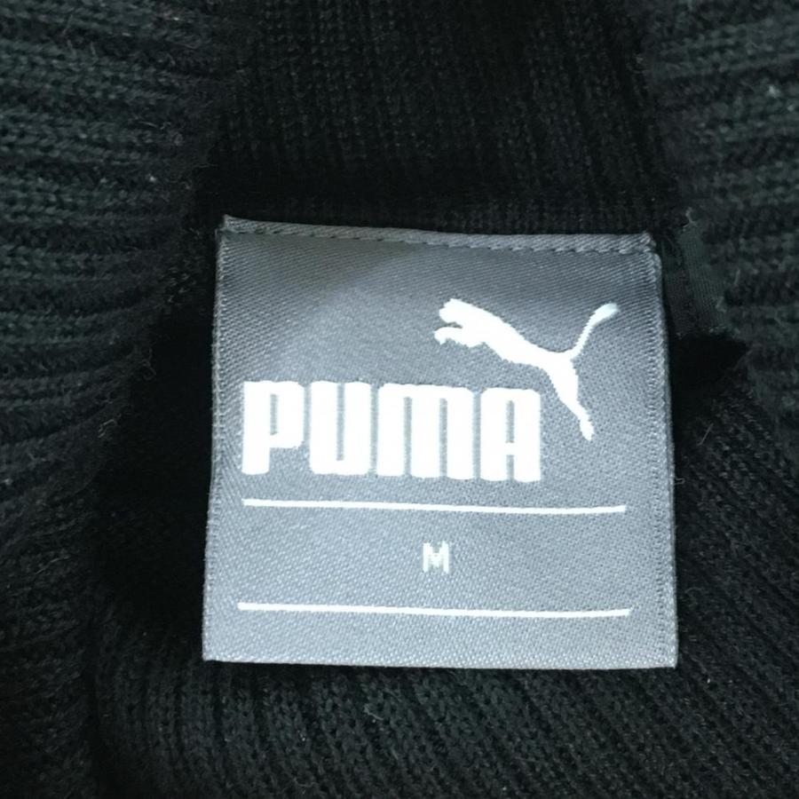 PUMA（プーマ） タートルネックセーター 黒×白 袖ドット柄 タイガー
