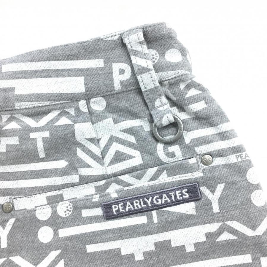 【新品】パーリーゲイツ スカート グレー×白 総柄 フリンジ ストレッチ レディース 00(XS) ゴルフウェア PEARLY GATESの画像