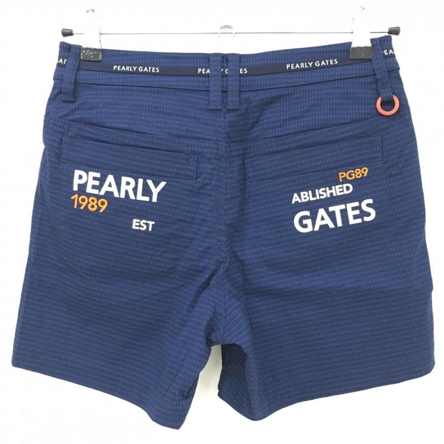【新品】パーリーゲイツ ショートパンツ ネイビー×ダークネイビー 総柄織生地 レディース 00(XS) ゴルフウェア PEARLY GATESの画像