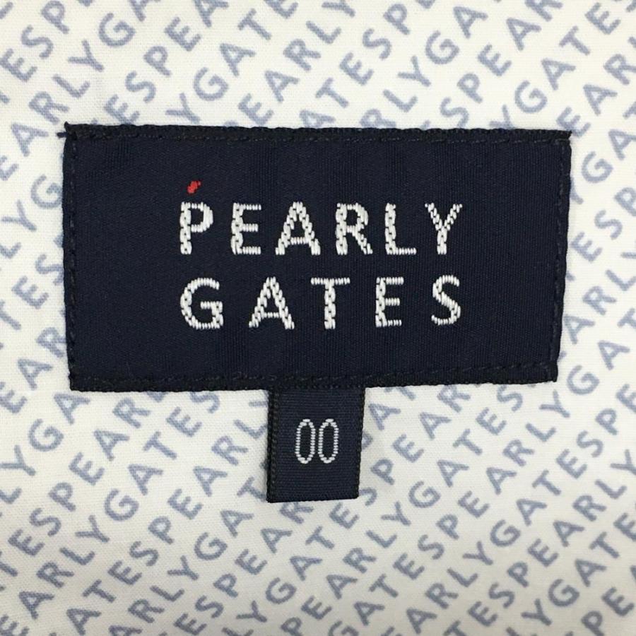 【新品】パーリーゲイツ スカート 白×ネイビー ロゴ英字総柄 サッカー生地 レディース 00(XS) ゴルフウェア PEARLY GATESの画像