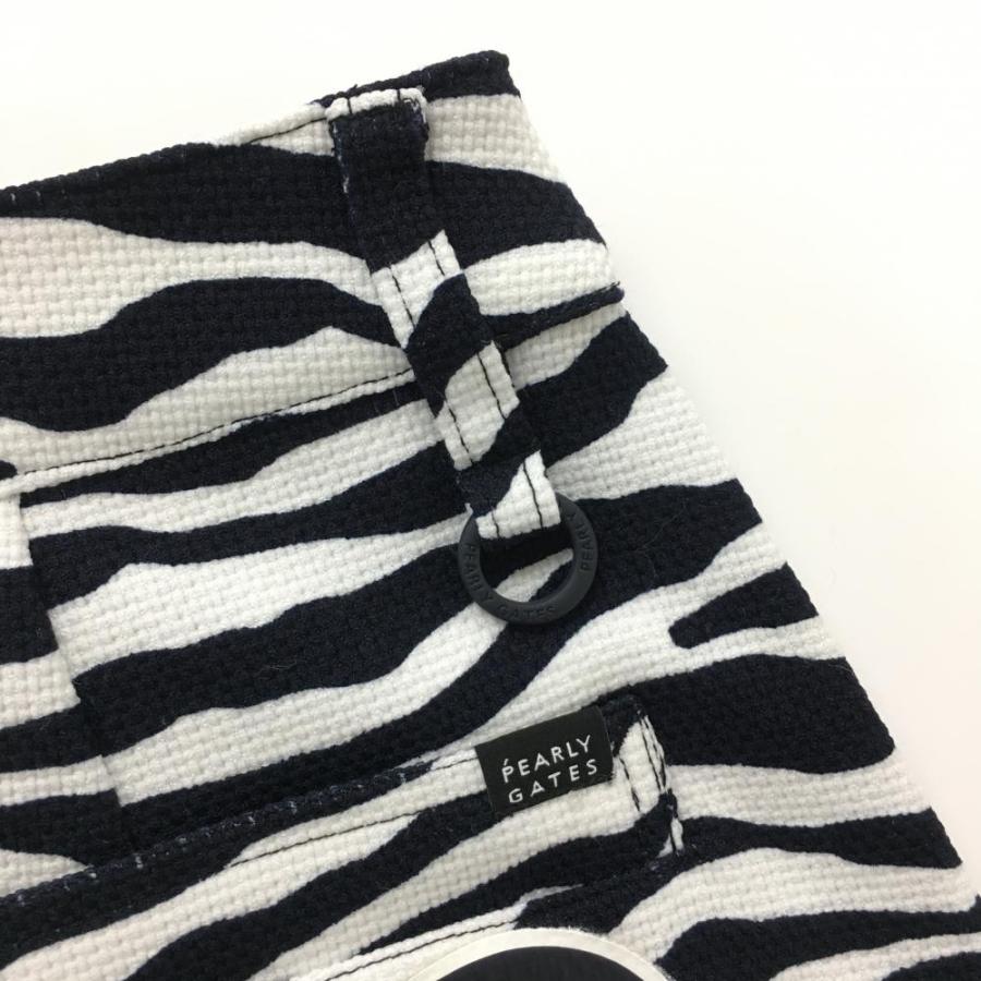 【新品】パーリーゲイツ スカート 白×黒 ゼブラ柄 織生地 ビッグロゴプリント レディース 1(M) ゴルフウェア PEARLY GATES_2