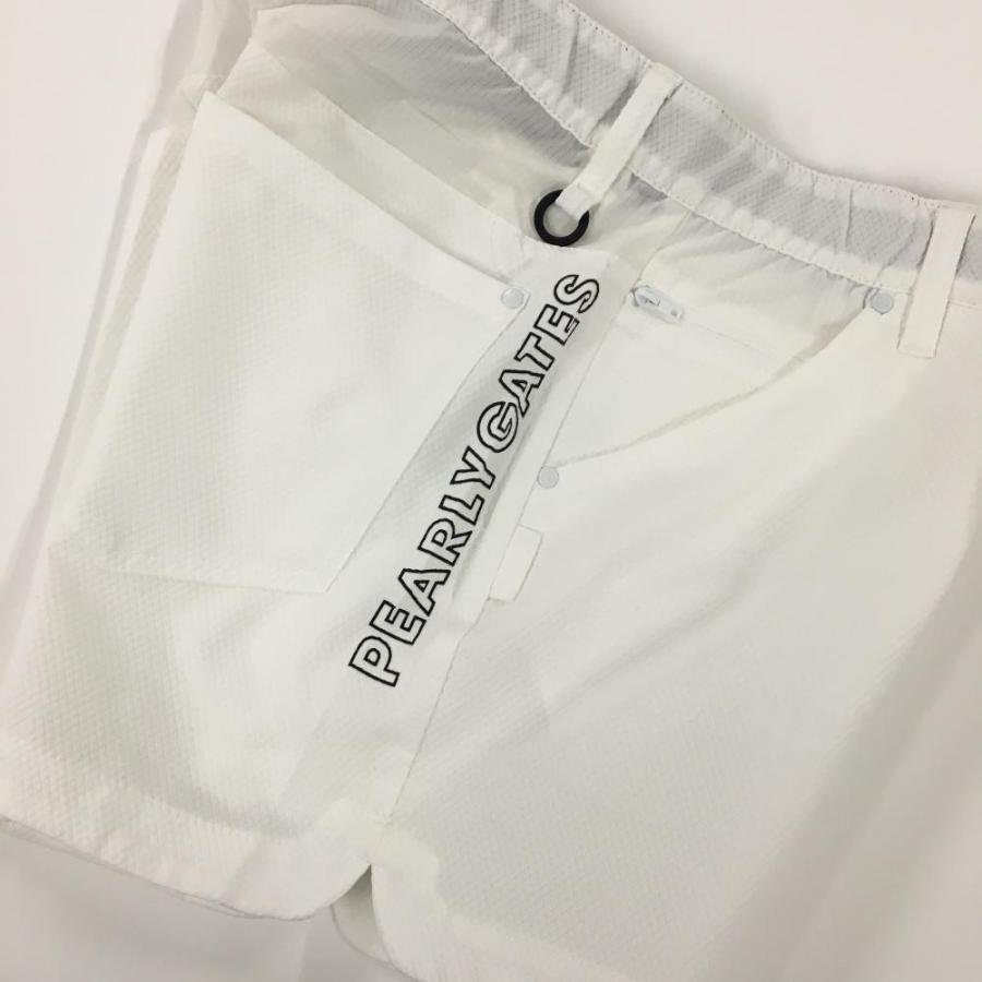 【新品】パーリーゲイツ ショートパンツ 白×ネイビー ダイヤ柄織生地 サイドロゴ  レディース 0(S) ゴルフウェア PEARLY GATES_2