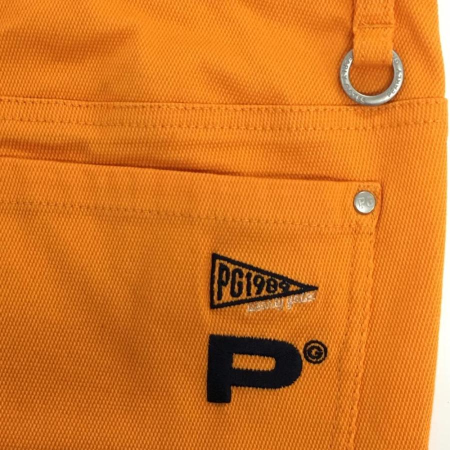【新品】パーリーゲイツ ショートパンツ オレンジ×ネイビー ロゴ刺しゅう ストレッチ レディース 0(S) ゴルフウェア PEARLY GATESの画像