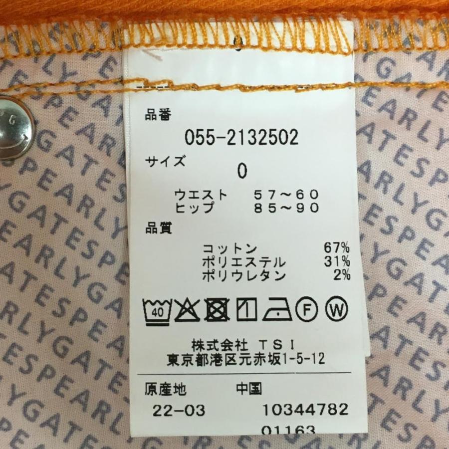 【新品】パーリーゲイツ ショートパンツ オレンジ×ネイビー ロゴ刺しゅう ストレッチ レディース 0(S) ゴルフウェア PEARLY GATESの画像
