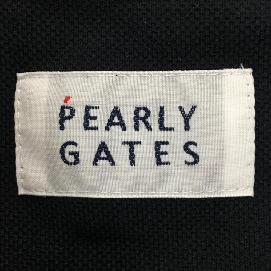 PEARLY GATES ネイビー ロゴプリント トップス アンカーロゴ柄プリント半袖モックネックカットソー | PEARLY
