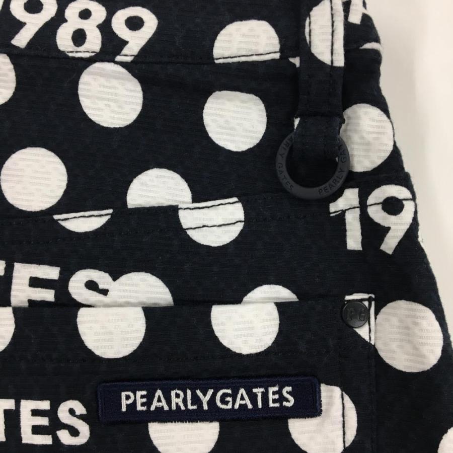 【新品】パーリーゲイツ スカート ダークネイビー×白 ドット柄 ロゴ刺しゅう ストレッチ レディース 1(M) ゴルフウェア PEARLY GATESの画像