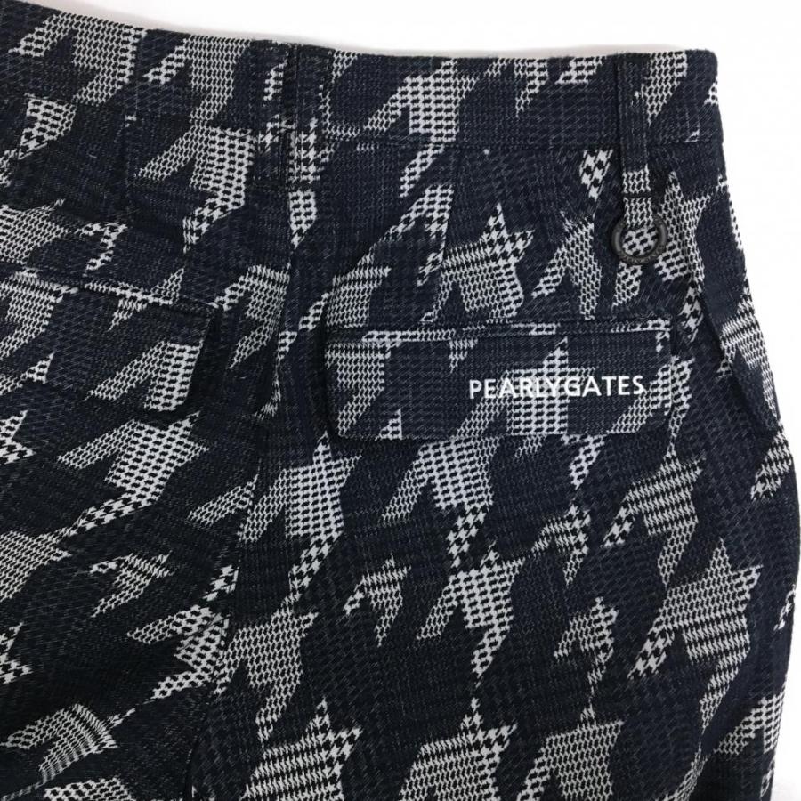 【新品】パーリーゲイツ パンツ 白×黒×ネイビー 千鳥柄 ロゴ刺しゅう レディース 00(XS) ゴルフウェア PEARLY GATESの画像