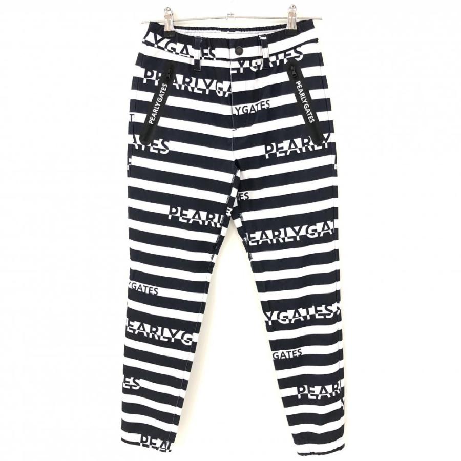 新品　パーリーゲイツ　ジョガーパンツ　ボーダー　ストレッチ　ウエストゴム　7 新品 パーリーゲイツ ジョガーパンツ ボーダー ストレッチ