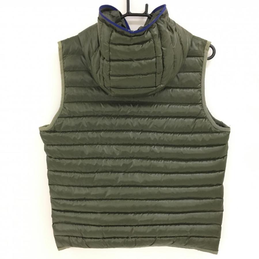 BEAMS（ビームス） フード付きダウンベスト カーキ ジップブルー