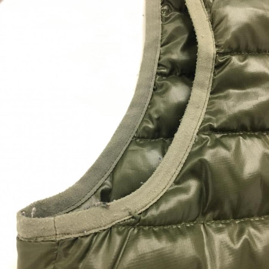 BEAMS（ビームス） フード付きダウンベスト カーキ ジップブルー