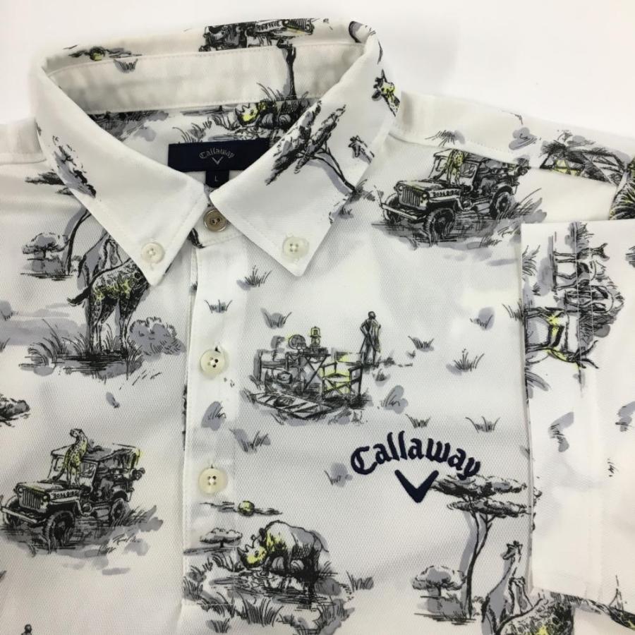 Callaway 【美品】キャロウェイ 半袖ポロシャツ 白×黒 サバンナ
