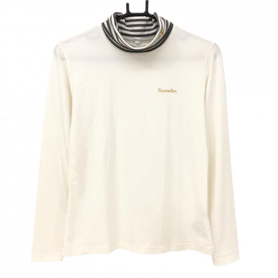 Resurrection 刺繍 ホワイト長袖 タートルネック Resurrection 【超美品】レザレクション 長袖タートルネックシャツ 白