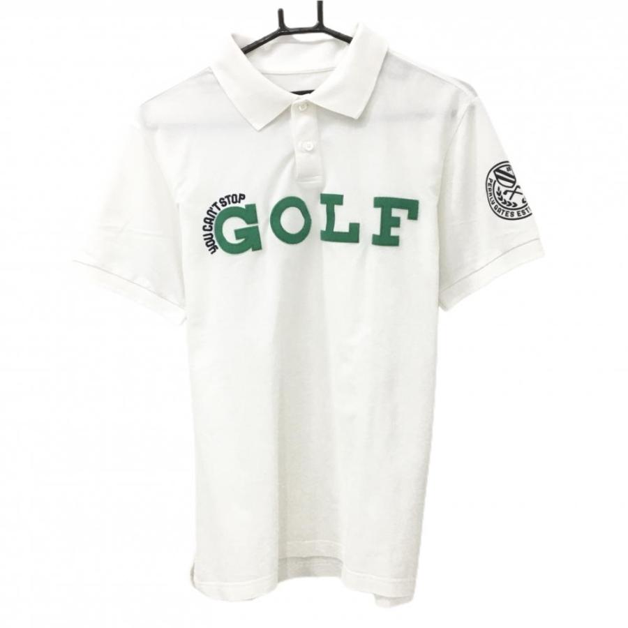 【極美品】パーリーゲイツ　半袖ポロシャツ　ロゴ　ゴルフ グリーン　M PEARLY GATES パーリーゲイツ 半袖ポロシャツ 白×グリーン 袖