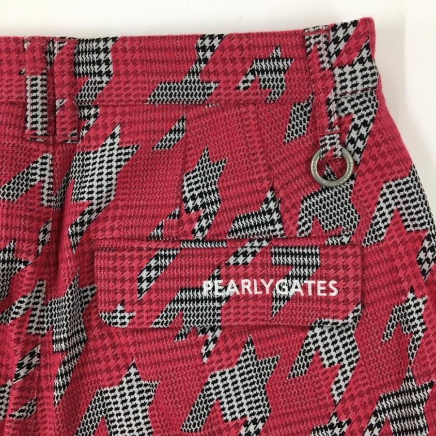【新品】パーリーゲイツ パンツ ライトグレー×ピンク系 千鳥柄 ロゴ白 レディース 0(S) ゴルフウェア PEARLY GATESの画像