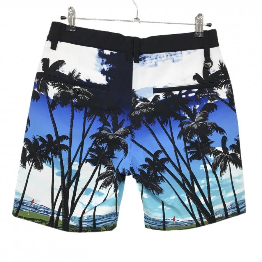 PEARLY GATES 【新品】パーリーゲイツ ハーフパンツ ブルー系×白 ヤシ