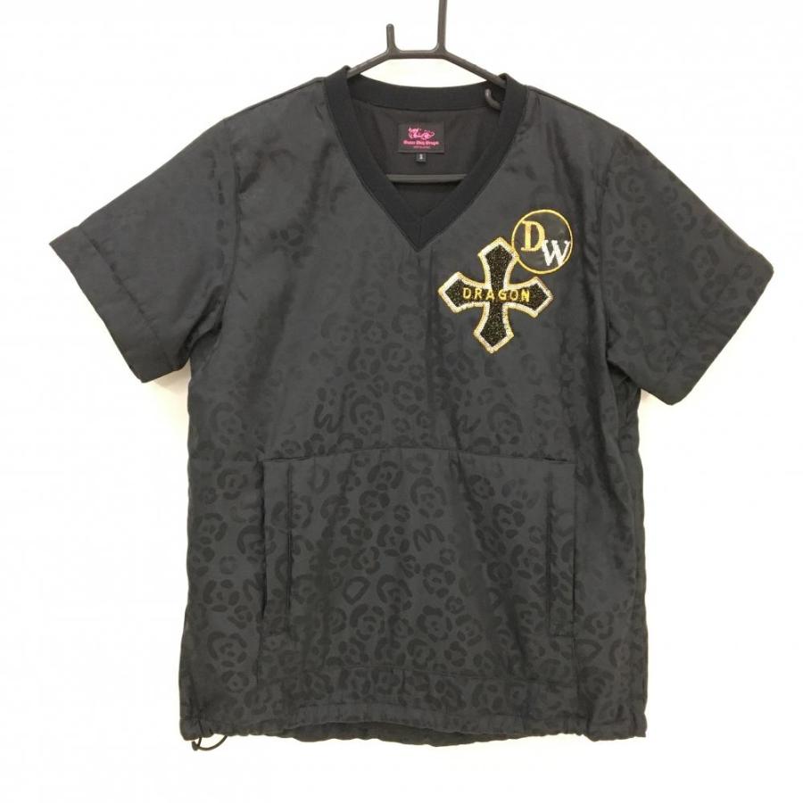 美品】ダンスウィズドラゴン 良い 中綿半袖スニード 黒 レオパード柄地