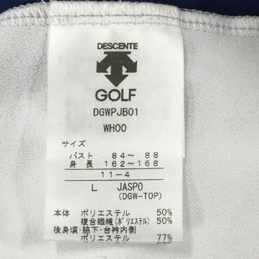 DESCENTE GOLF 【超美品】デサントゴルフ 長袖ポロシャツ 白×ネイビー