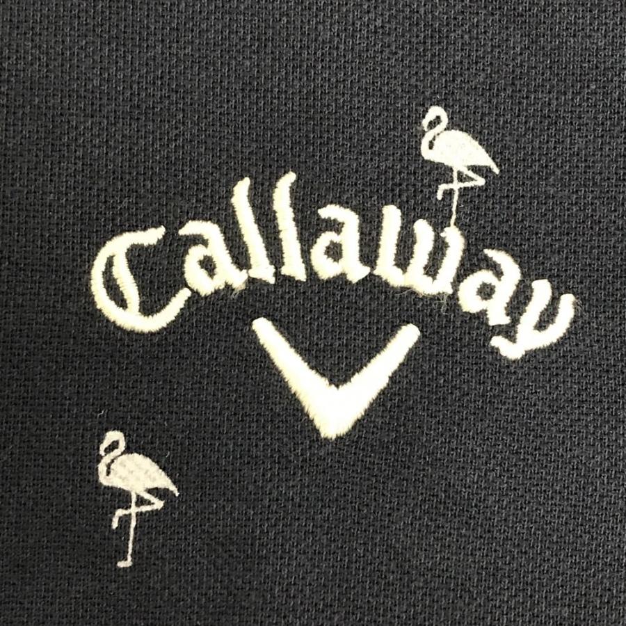 Callaway（キャロウェイ） 半袖ポロシャツ ネイビー×白 フラミンゴ柄