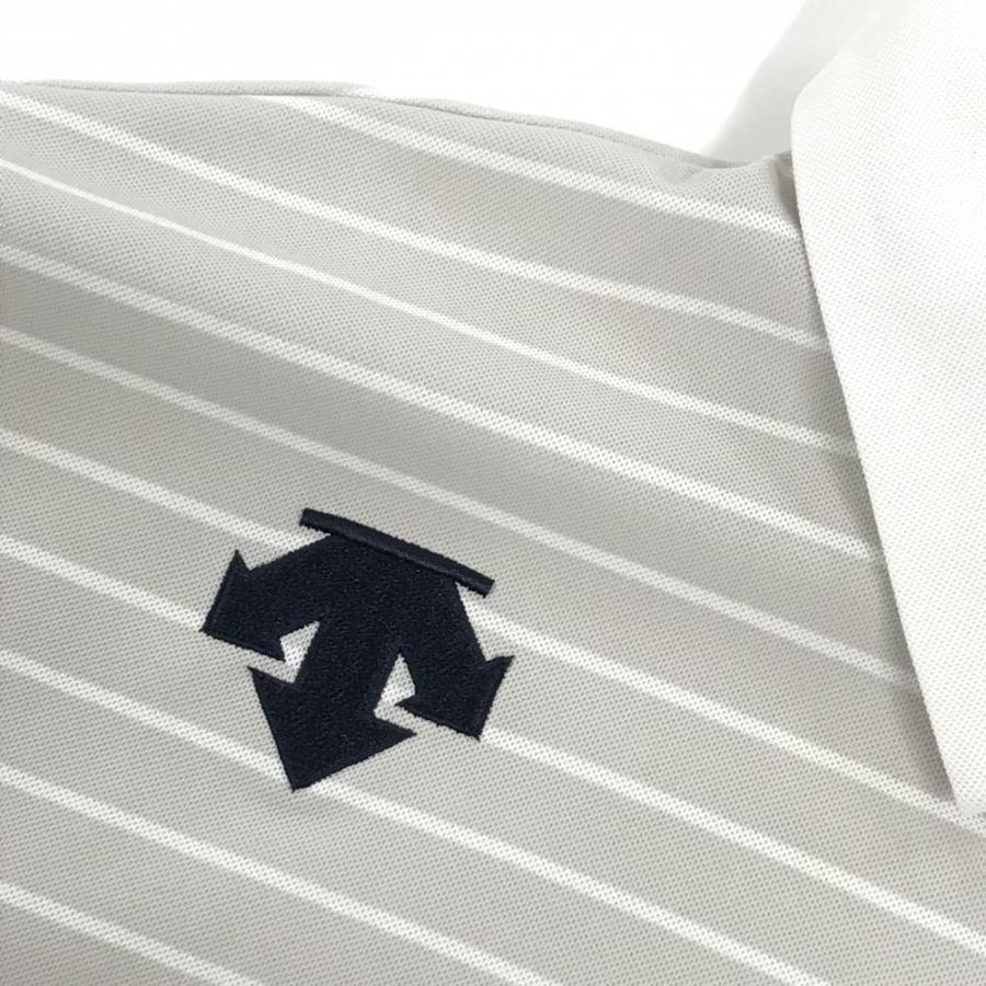 DESCENTE GOLF 【美品】デサントゴルフ 半袖ポロシャツ 白×グレージュ