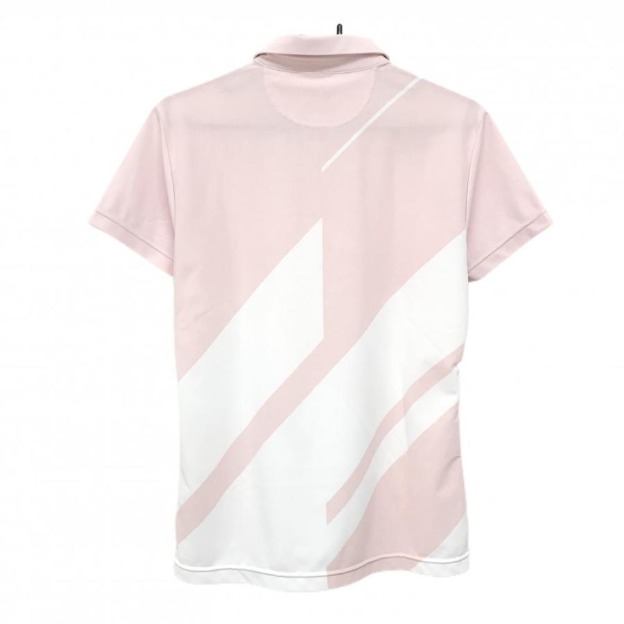 DESCENTE デサント 半袖ポロシャツ ライトピンク×白 ロゴ