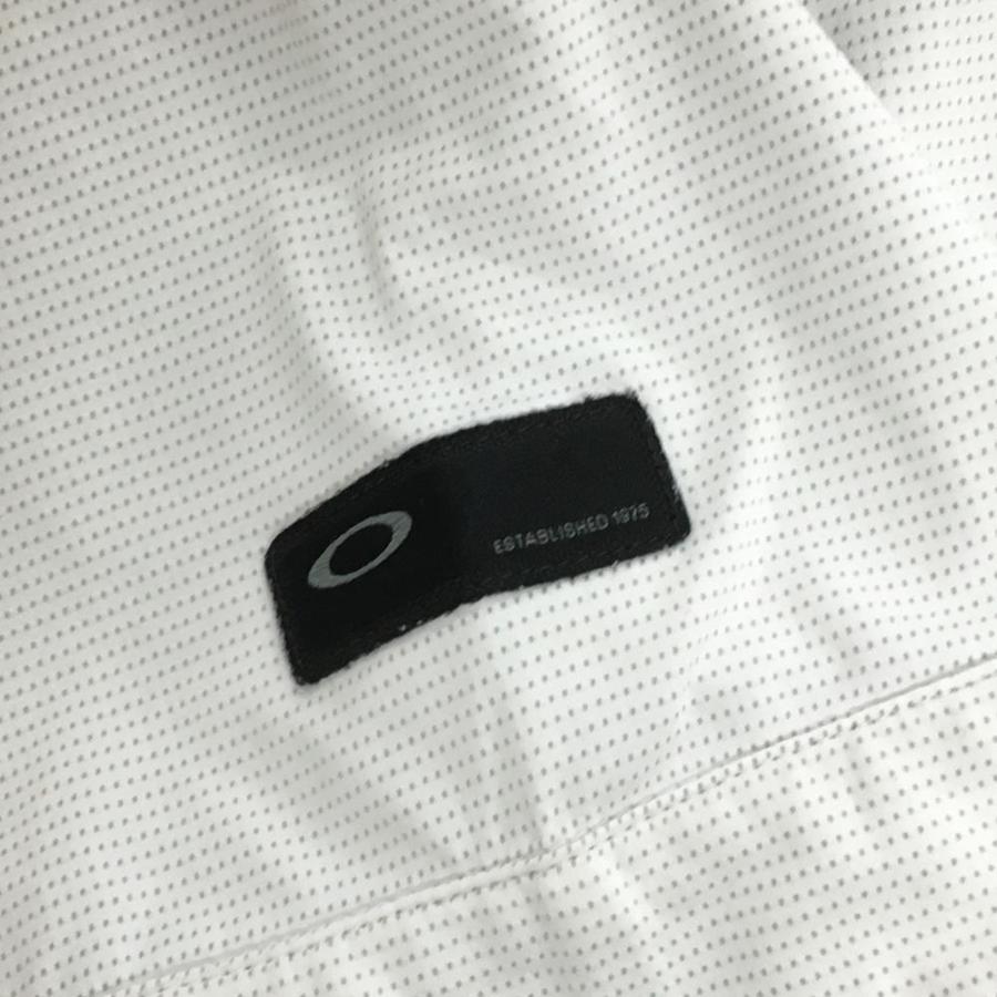 OAKLEY（オークリー） 半袖ポロシャツ 白×グレー 地模様 胸ポケット