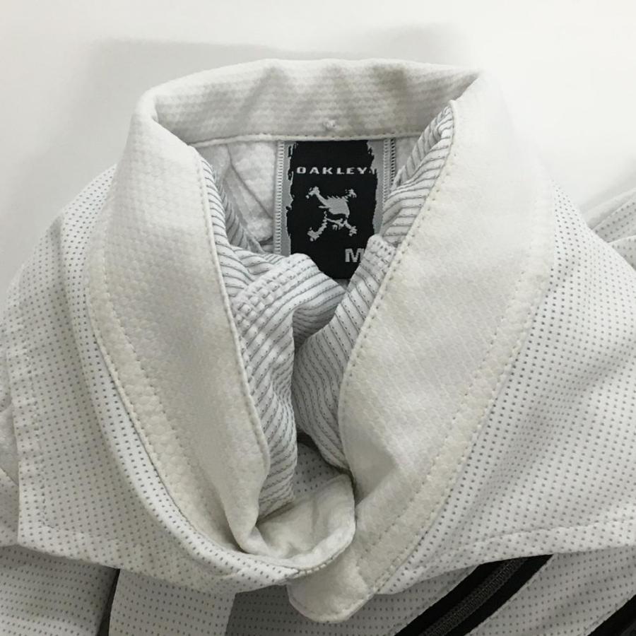 OAKLEY（オークリー） 半袖ポロシャツ 白×グレー 地模様 胸ポケット