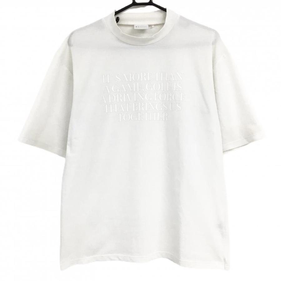 TaylorMade（テーラーメイド） 半袖ハイネックシャツ 白 胸プリント