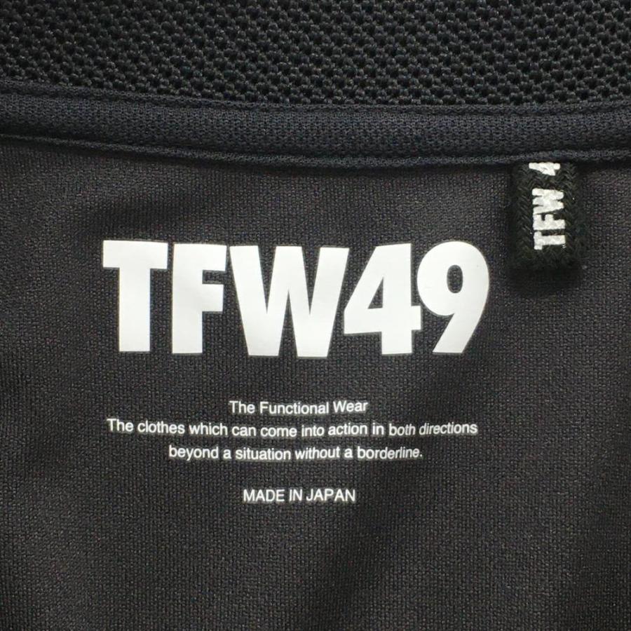 TFW49 【美品】TFW49 半袖ポロシャツ 黒 ロゴ白 袖口・裾メッシュ