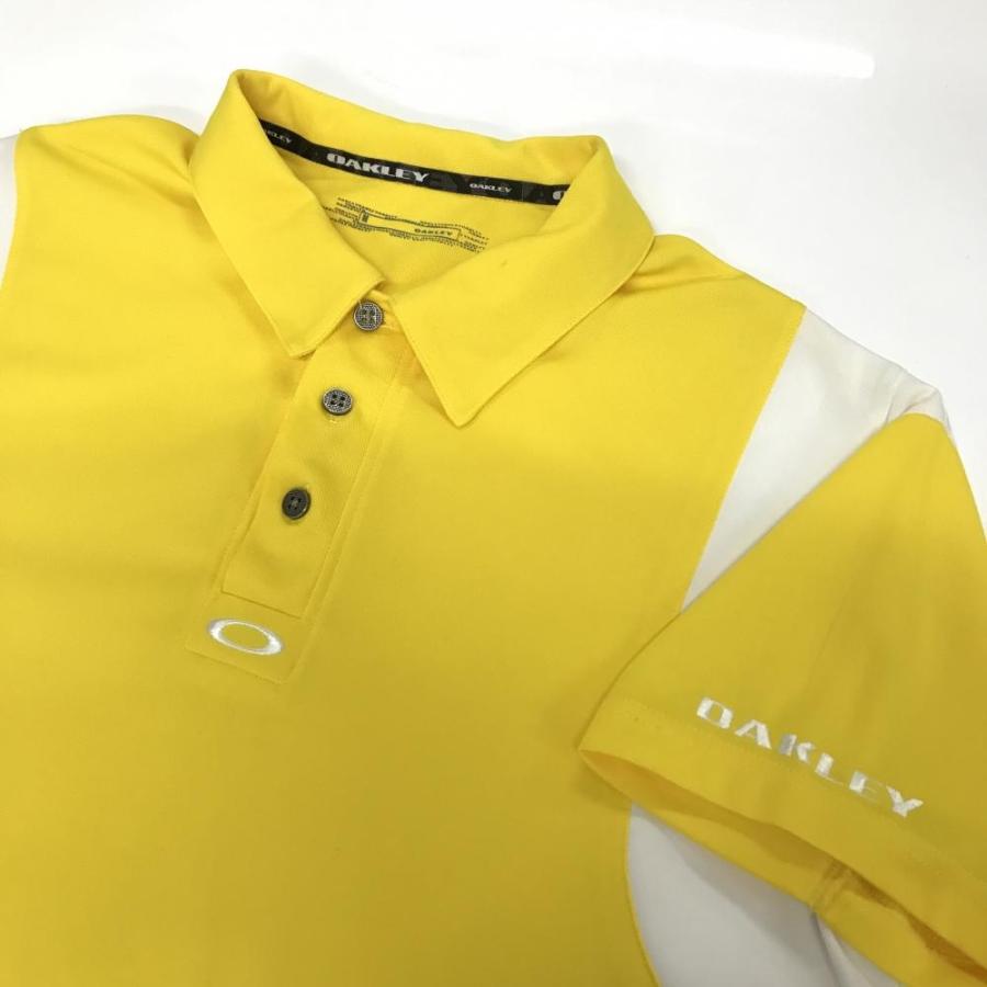 OAKLEY（オークリー） 半袖ポロシャツ イエロー×白 ロゴ刺しゅう