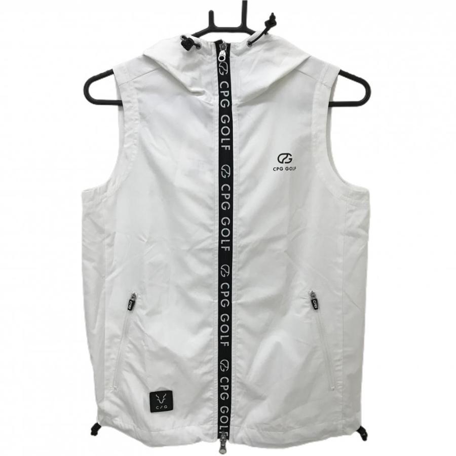 CPG GOLF フード付き ゴルフ ベスト ブラック CPG GOLF 【新品】CPG フード付きアウターベスト 白×黒 ファスナー部