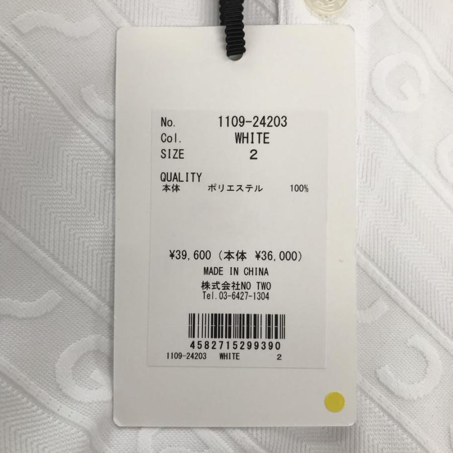 CPG GOLF 【新品】CPG 長袖ポロシャツ 白 ロゴ地模様 斜めストライプ調