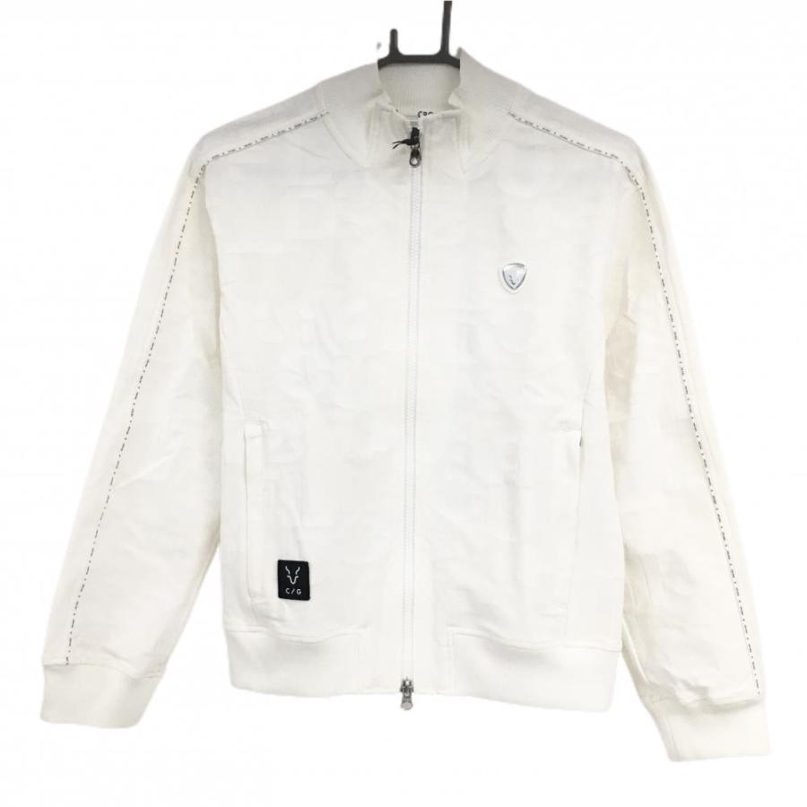 【新品】CPGゴルフ　ジャケット CPG GOLF 【新品】CPG ジャケットブルゾン 白 英字地模様 肩・袖