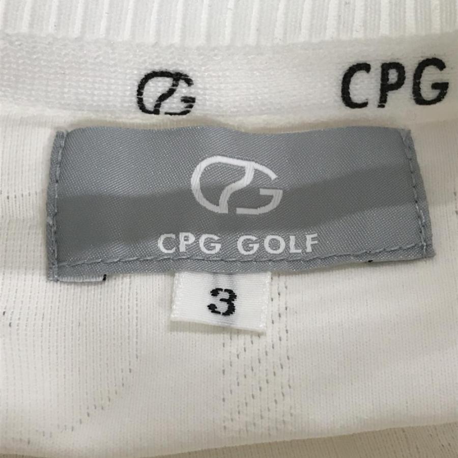 【新品タグ付き】CPG GOLF レディース ジャケット サイズ3 CPG GOLF 【新品】CPG ジャケットブルゾン 白 英字地模様 肩・袖ロゴ