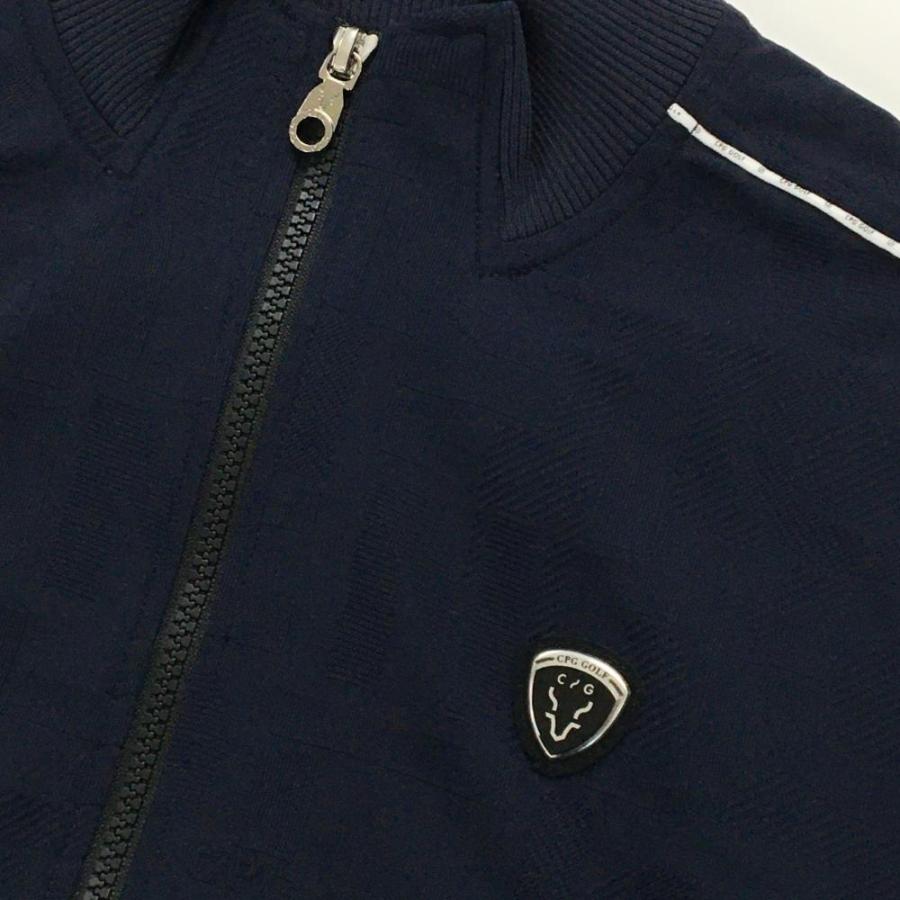 CPG GOLF 【新品】CPG ジャケットブルゾン ネイビー 英字地模様 肩・袖