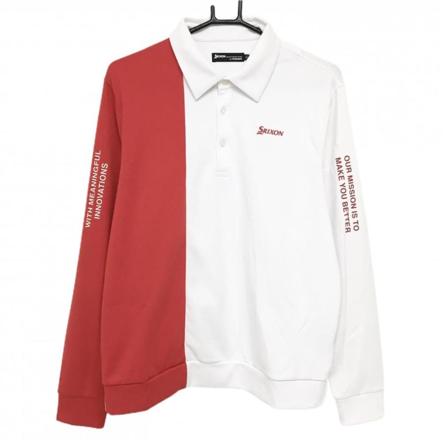 SRIXON スリクソンバイデサント 長袖ポロシャツ 白×レッド ロゴ