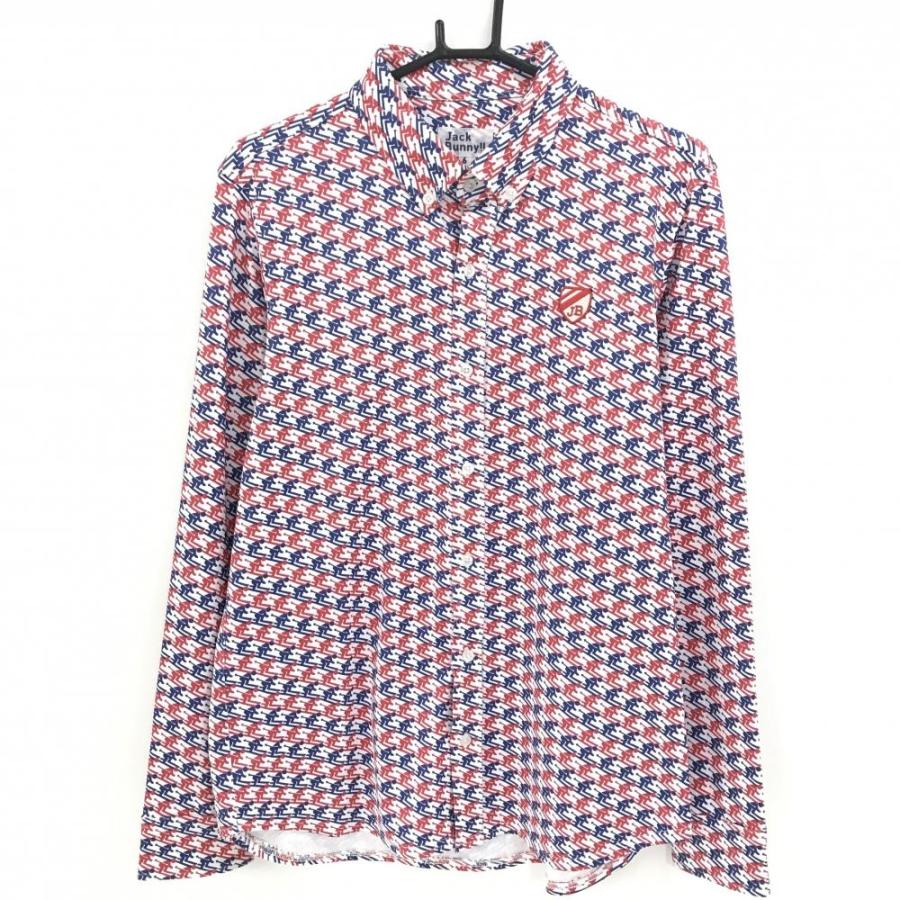 Jack Bunny!!（ジャックバニー） 長袖ポロシャツ 白×レッド スキーヤー