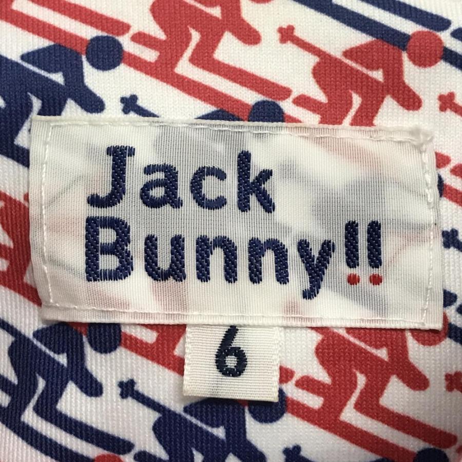 Jack Bunny!!（ジャックバニー） 長袖ポロシャツ 白×レッド スキーヤー