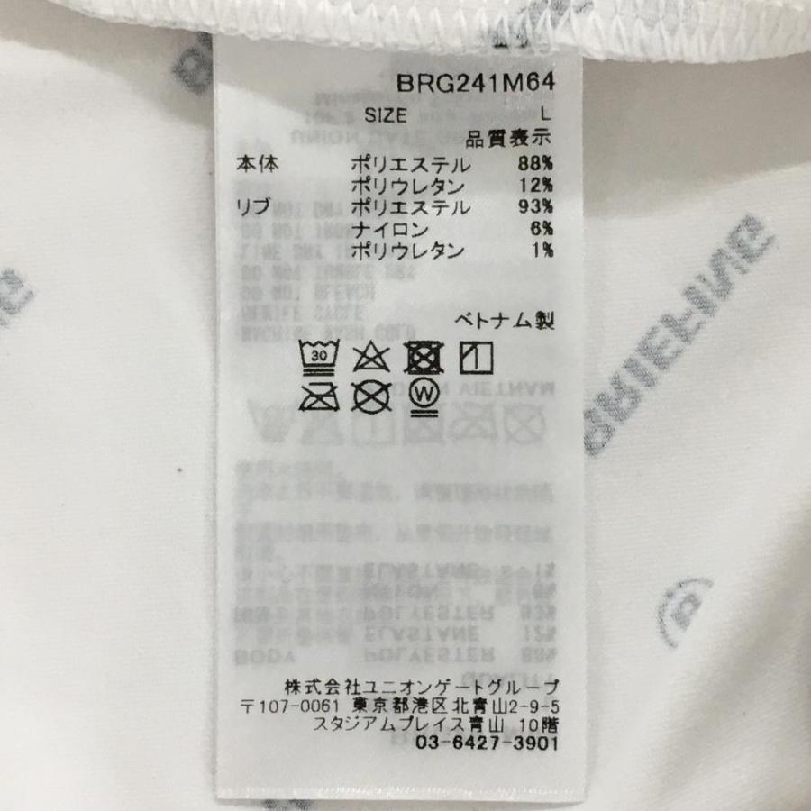 【美品】ブリーフィング 半袖ポロシャツ 白×黒 ロゴ総柄 襟裏メッシュ メンズ L ゴルフウェア 2024年モデル BRIEFING