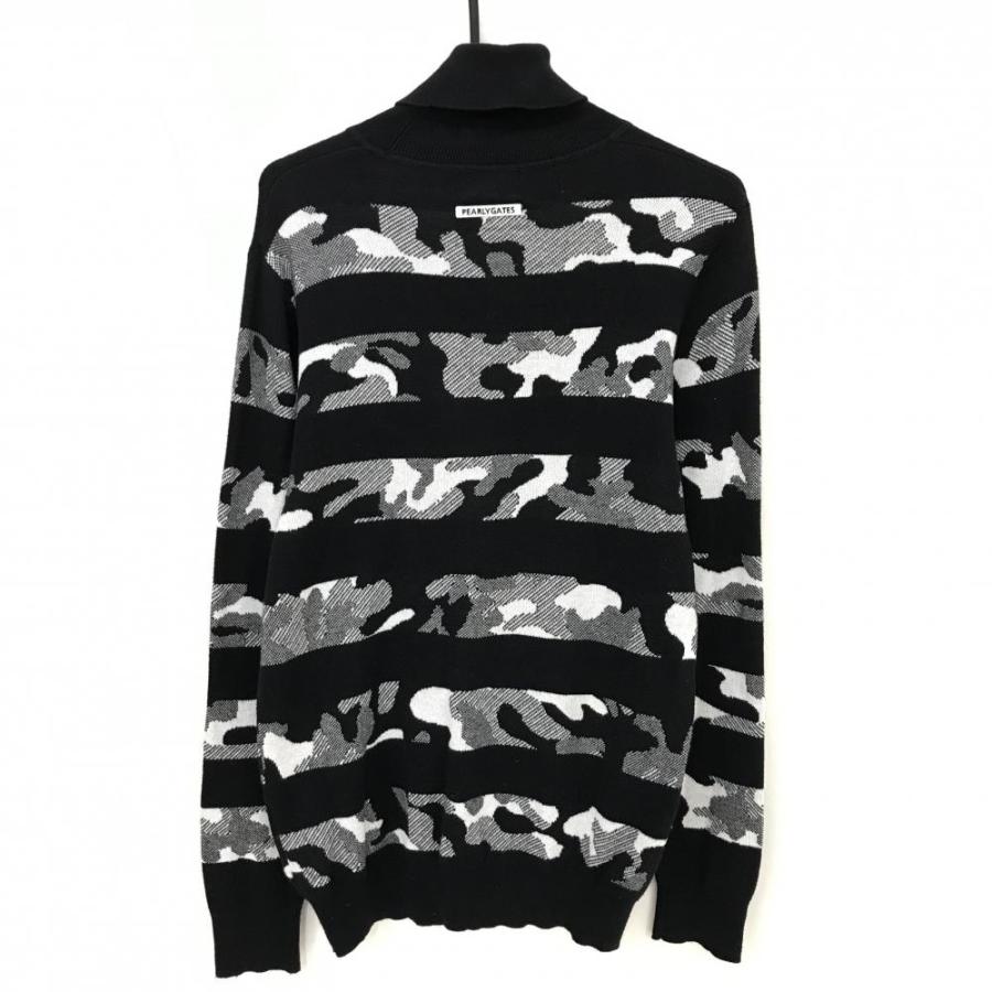 PEARLY GATES（パーリーゲイツ） タートルネックセーター 黒×白 迷彩