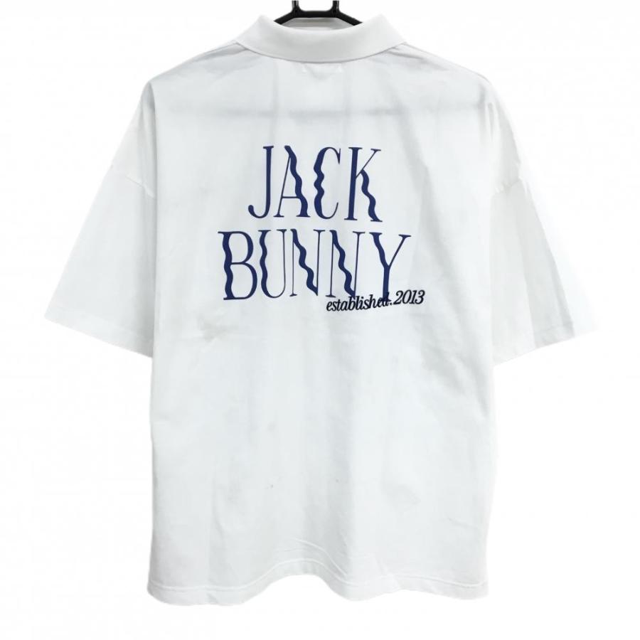 Jack Bunny!!（ジャックバニー） 半袖ポロシャツ 白×ネイビー 後ろ