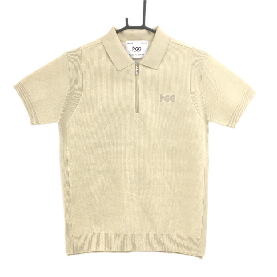 PGG 【美品】PGGパーリーゲイツ 半袖ニットポロシャツ ベージュ 