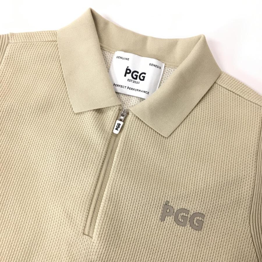 PGG 【美品】PGGパーリーゲイツ 半袖ニットポロシャツ ベージュ